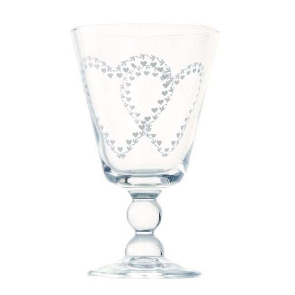 SET OF 6 GLASSES WITH HEART DECORATION