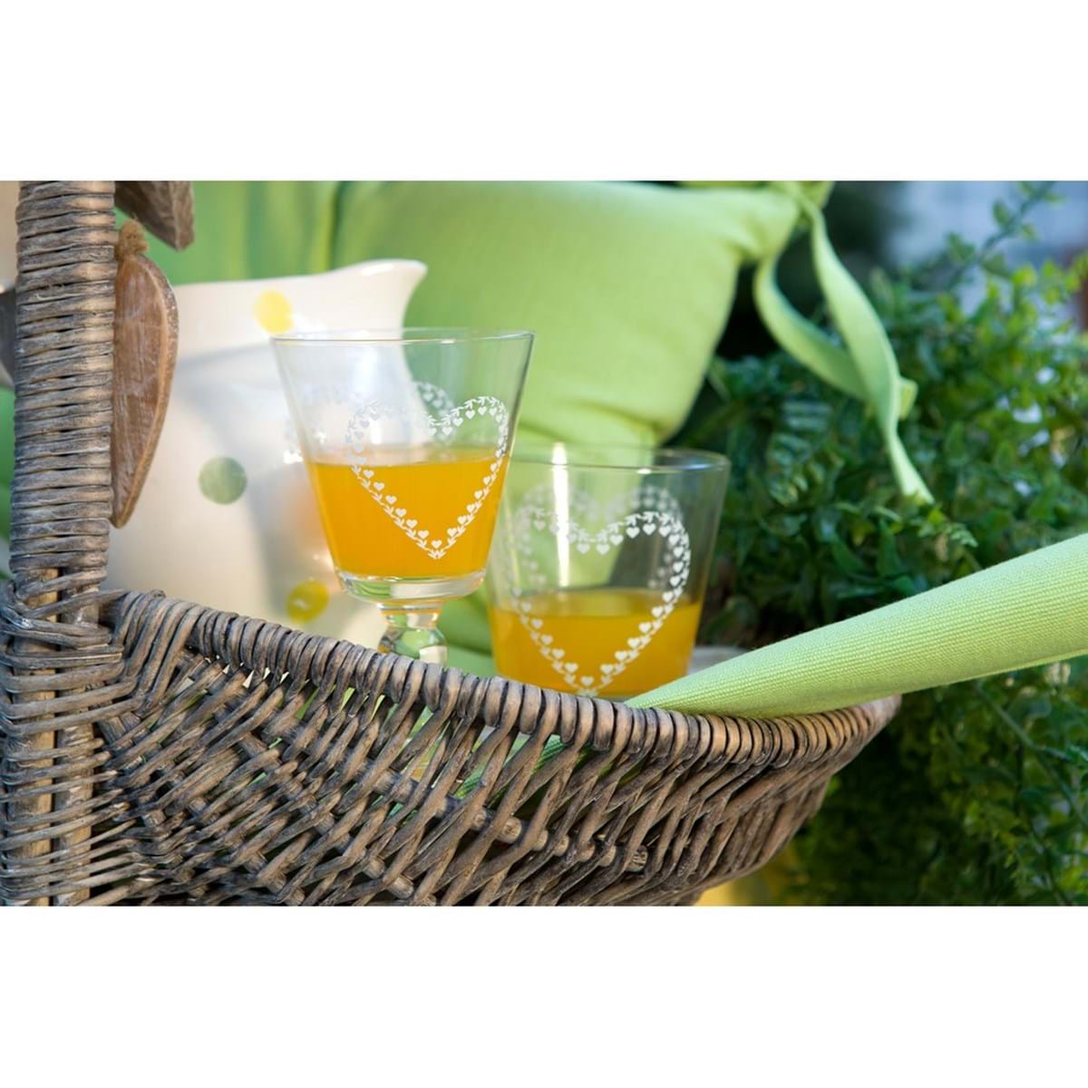 SET OF 6 GLASSES WITH HEART DECORATION